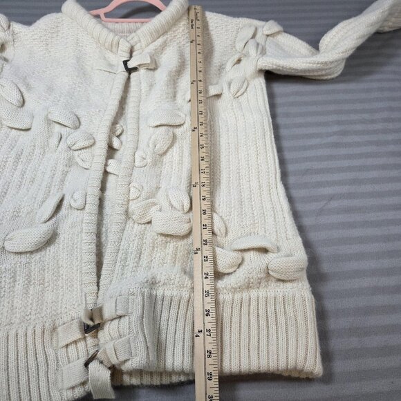 Free People Sweater Womens Medium Large White 100% Alpaca Chunky Knit Coatigan - Picture 9 of 10